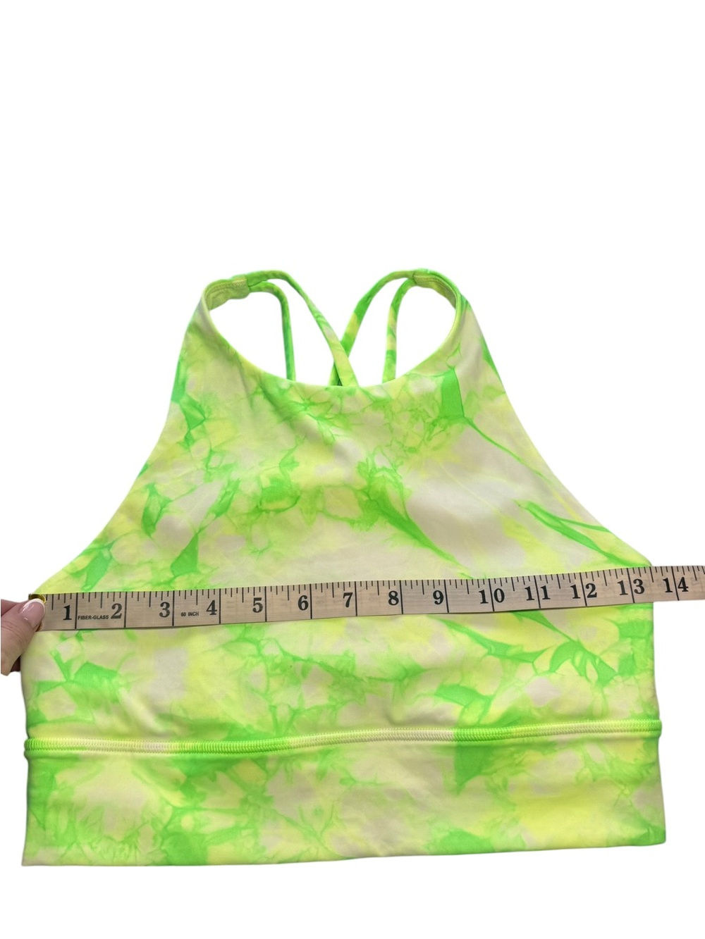 Lululemon Energy Bra High Neck Long Line Shibori Medium Support Neon Green 8 B-D - Picture 5 of 7